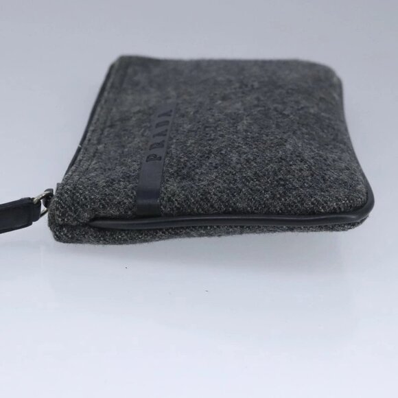 PRADA Pouch Wool Black Auth ti2350 - Picture 8 of 16